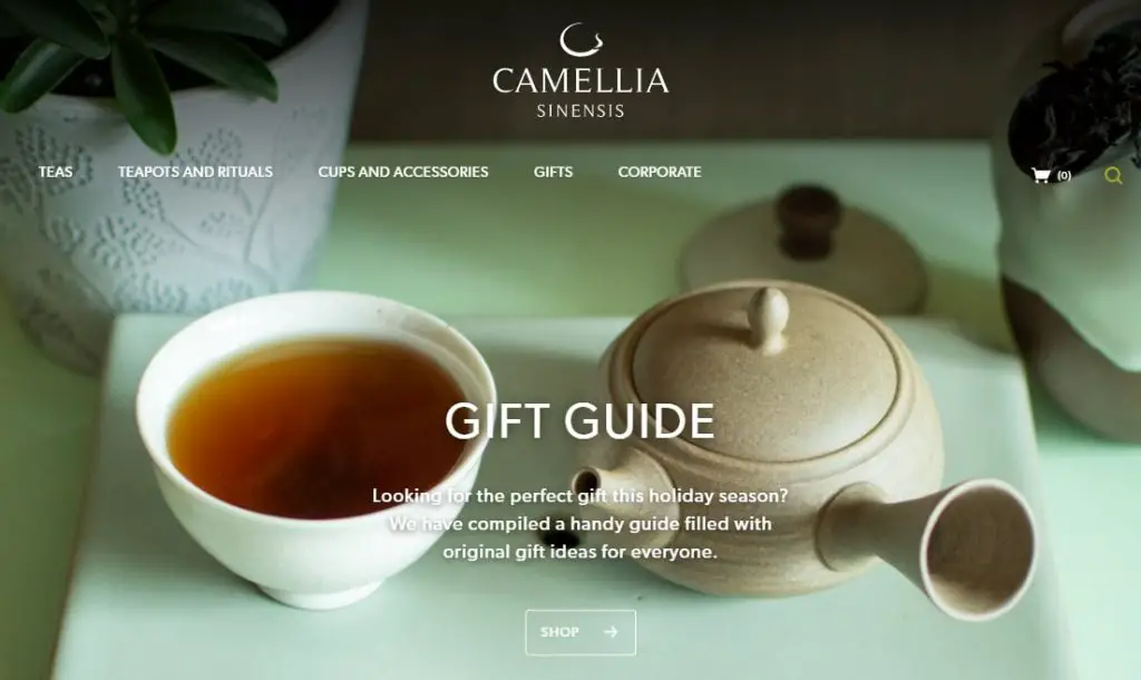 Camellia sinensis tea shop website