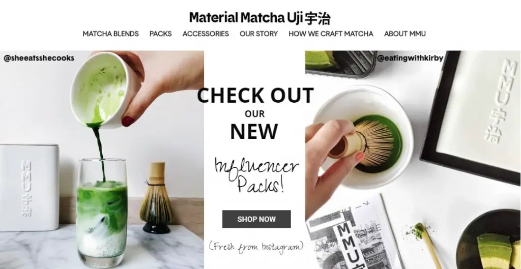 Material matcha uji tea shop website