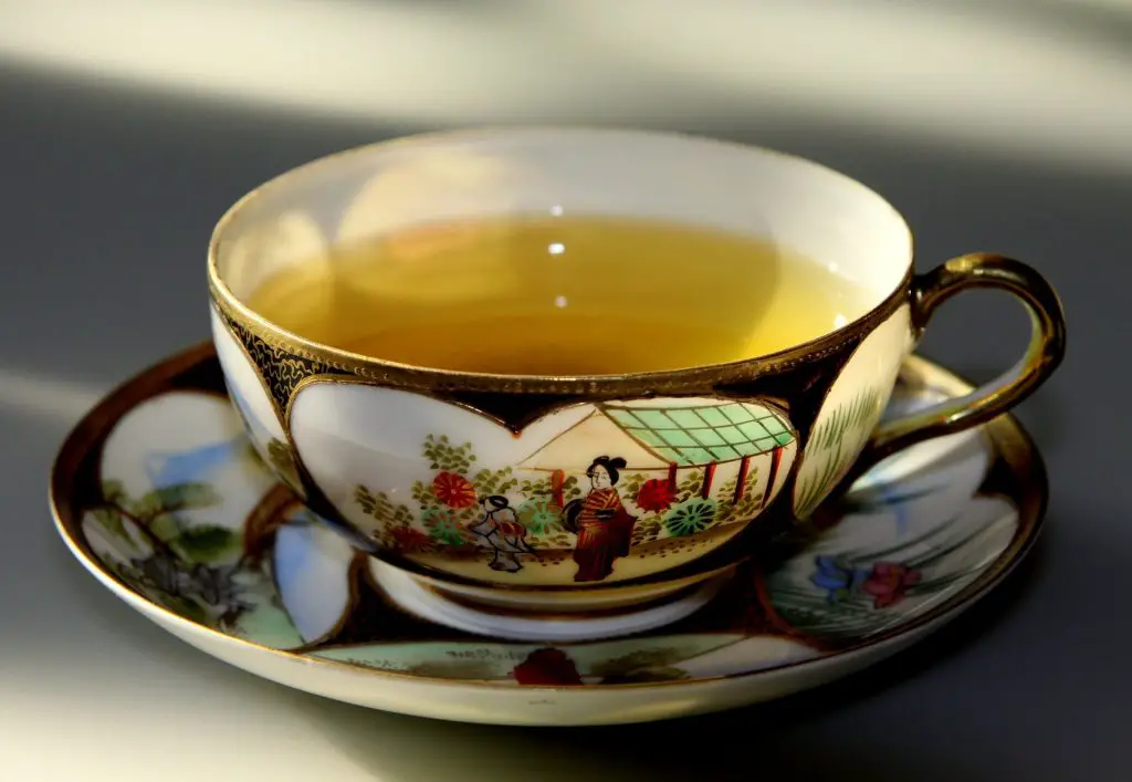 Japanese tea cup with brewed tea