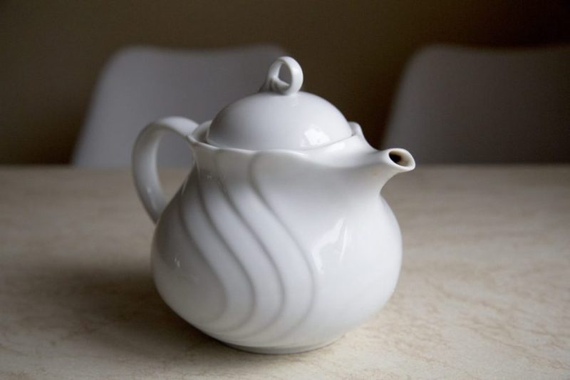 White ceramic teapot
