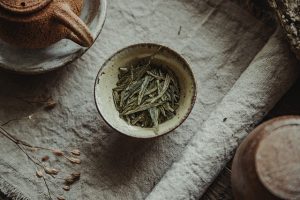 Green tea leaves ready for brewing