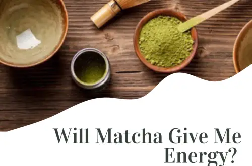 Photo of matcha accessories and article about matcha and energy levels