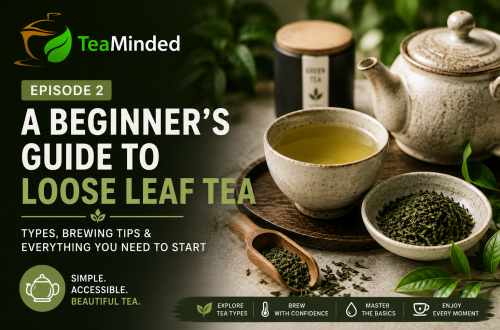 Loose leaf tea preparation for beginners with teapot and tea leaves