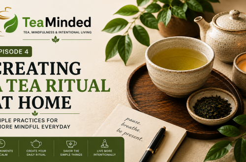 Mindful tea ritual at home with loose leaf tea and ceramic tea ware